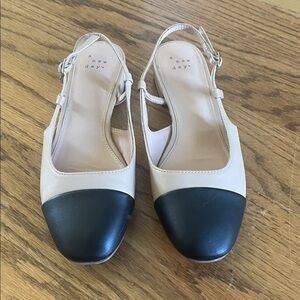 A New Day Women's Black and Cream Slingback Flats